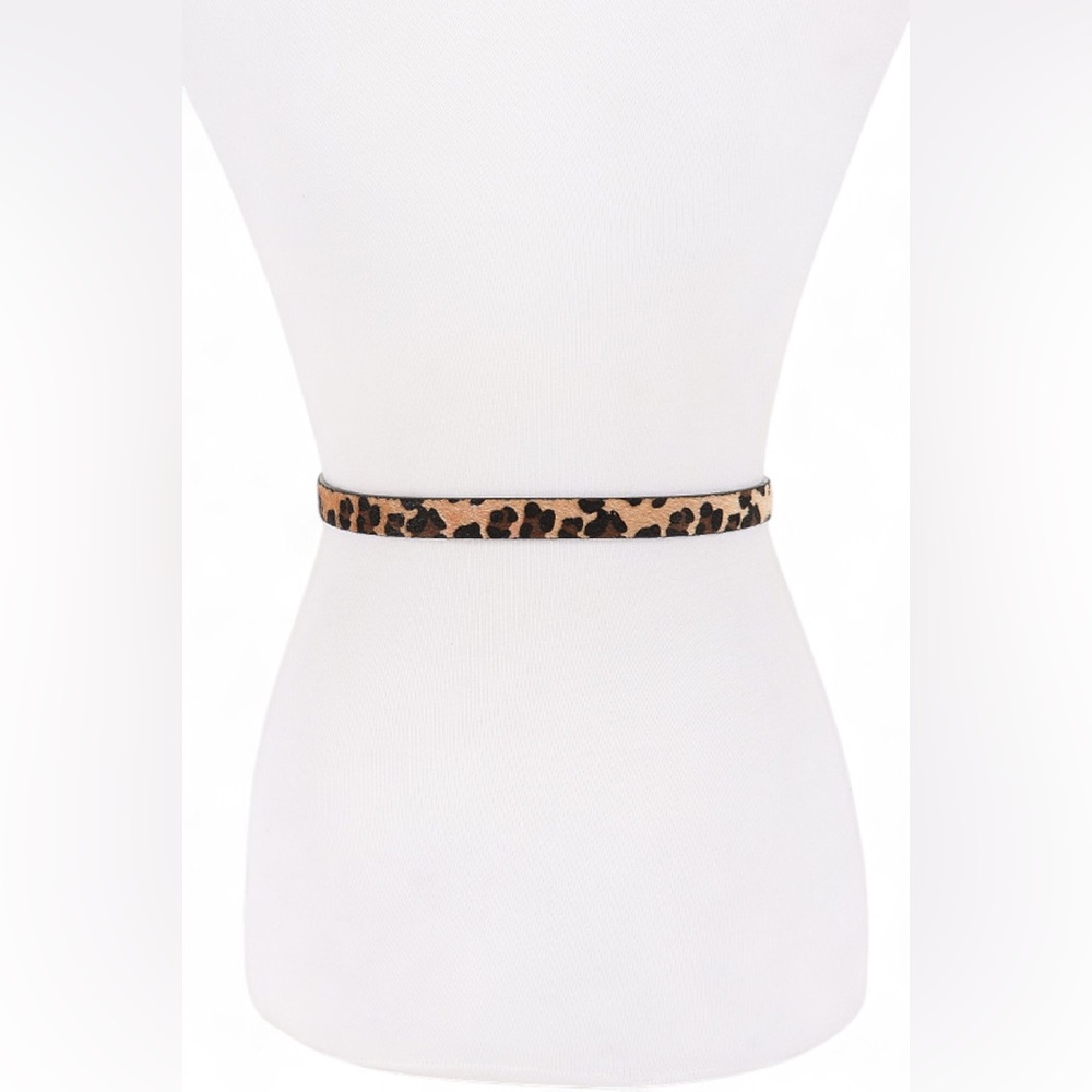 3 PC Vegan Suede Skinny Animal Print Statement Belt Set - Picture 4 of 6